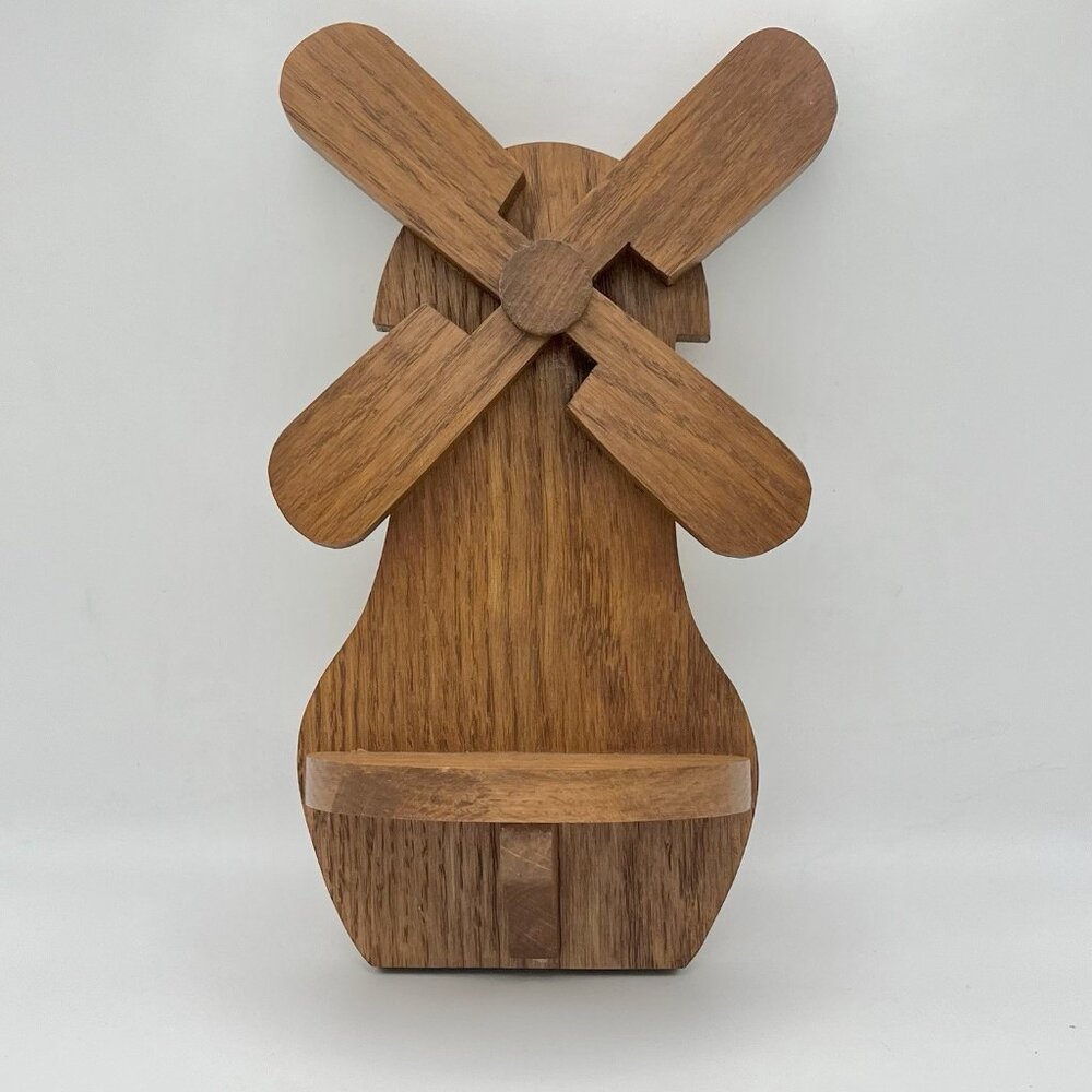 Vintage Wooden Windmill Wall Shelf Rustic Farmhouse Country Trinket Cottage